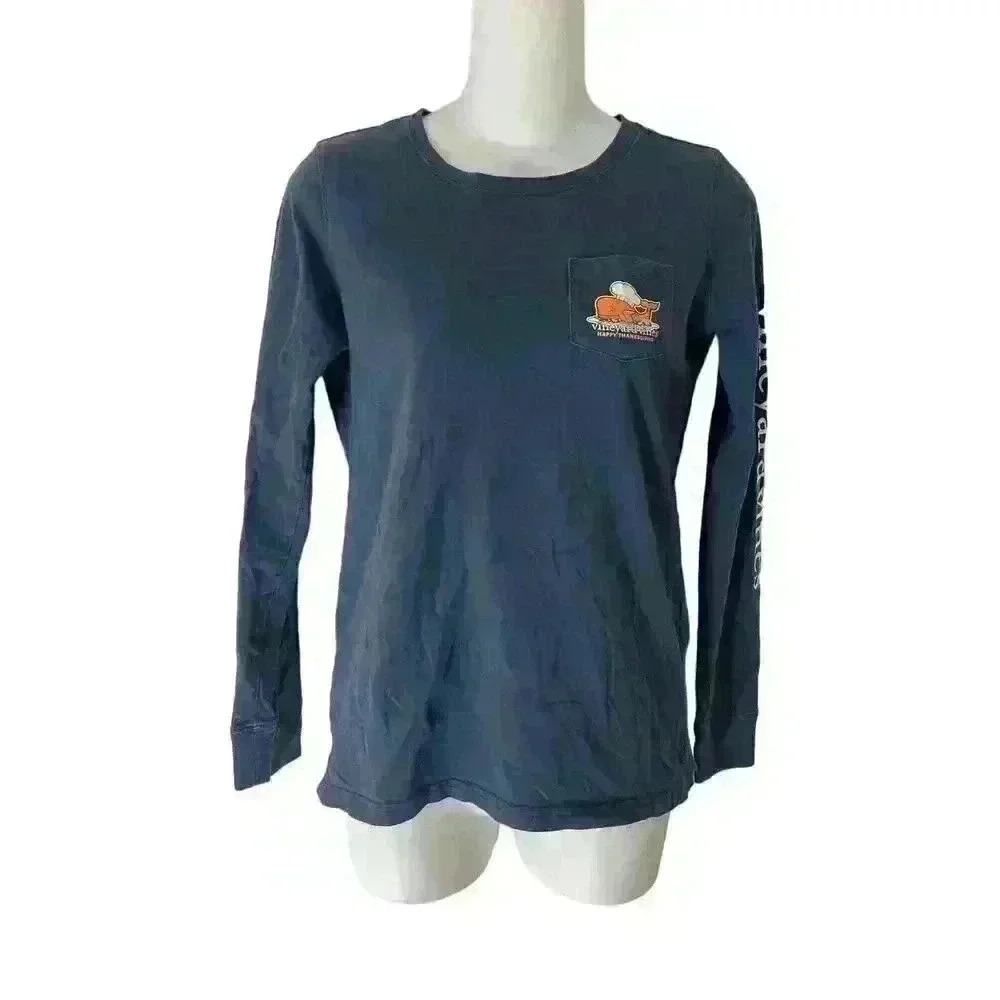 Vineyard Vines T Shirt Womens XXS Thanksgiving Turkey Long Sleeve Crew Neck - Picture 3 of 8